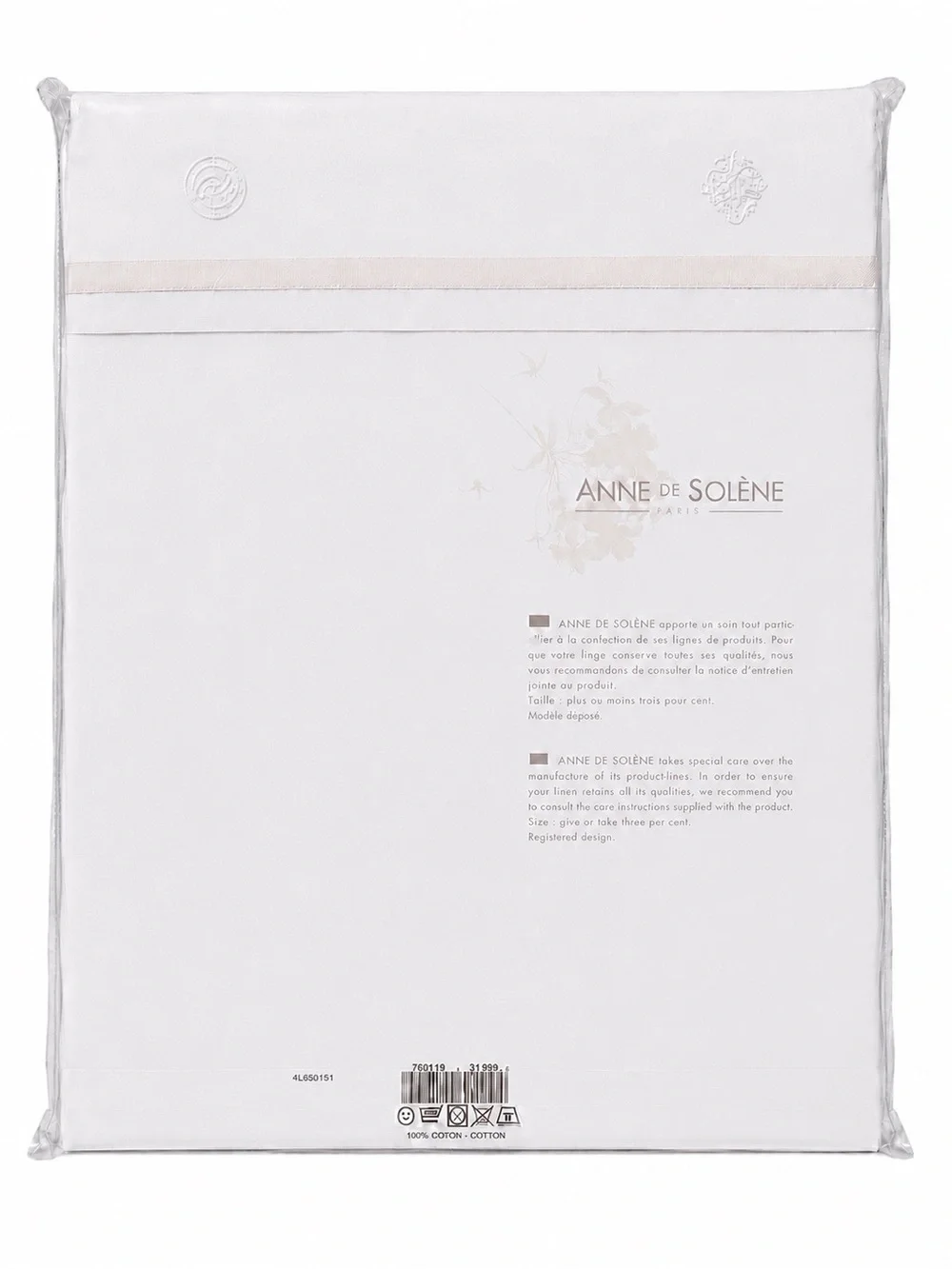 ANNE DE SOLENE Blue 100% Cotton Percale 200TC French Full/Queen Sheet 240x310 cm